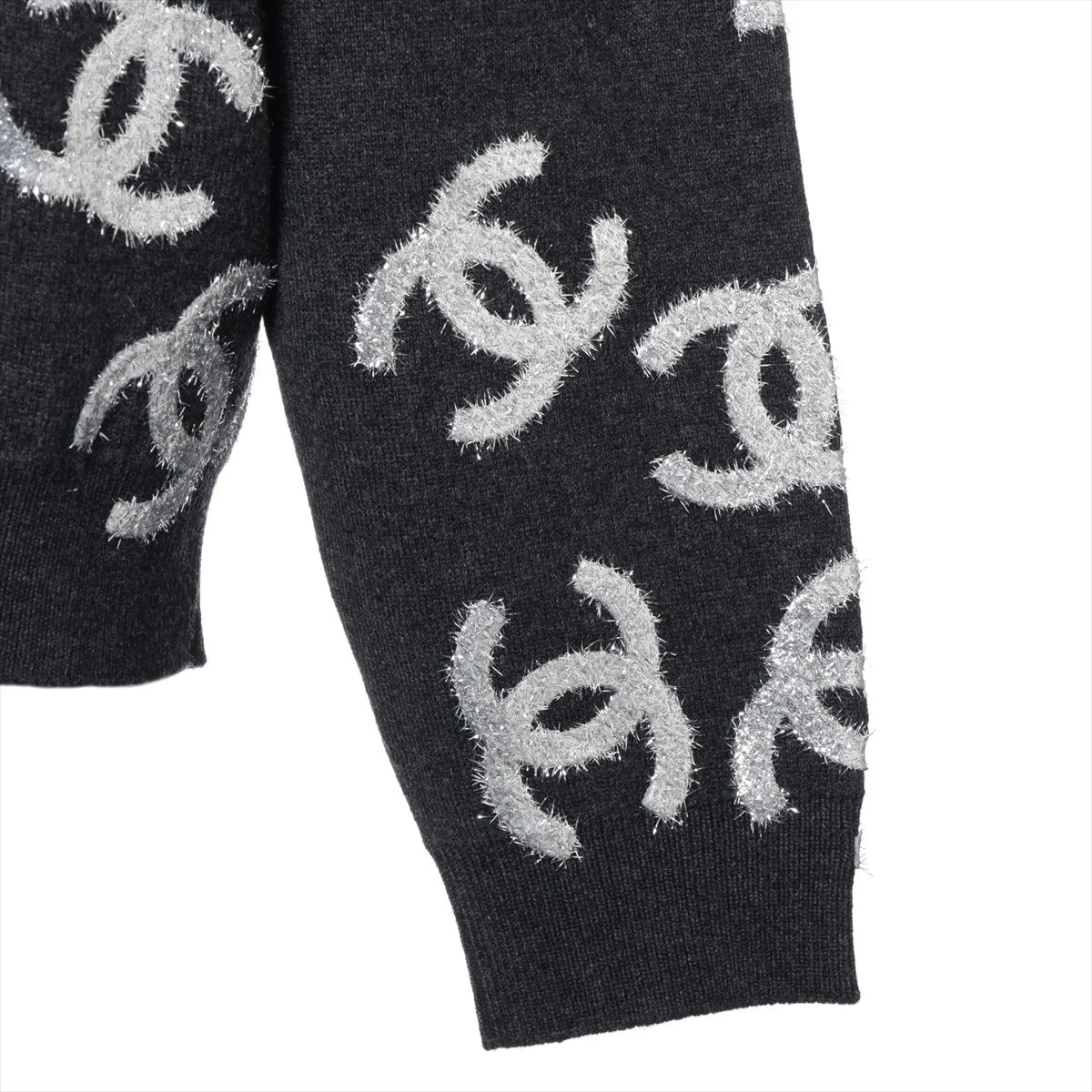 シャネル ココボタン 22A カシミヤ カーディガン 38 レディース グレー