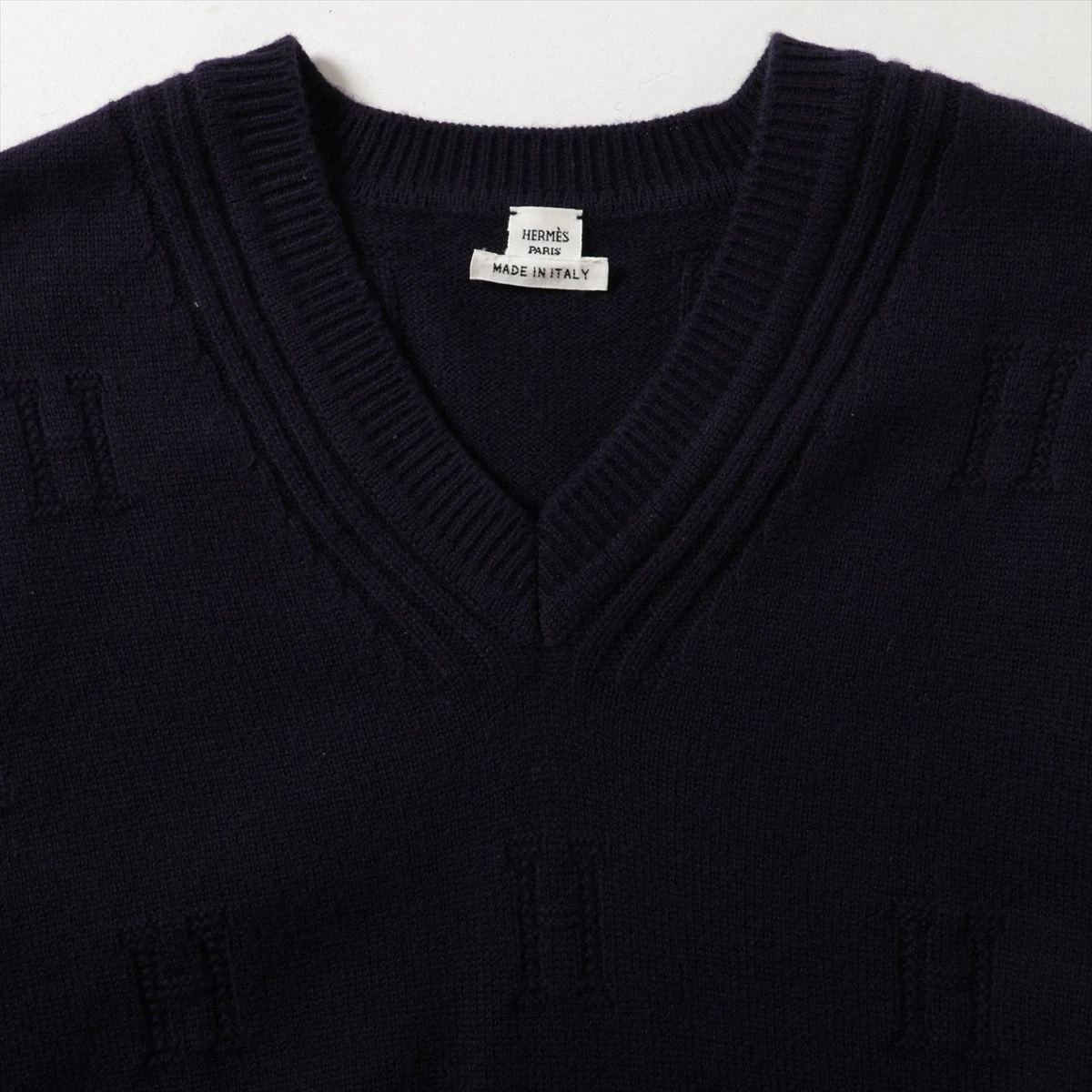 エルメス 19AW ウール ニット 34 レディース ネイビー 97-7703 H