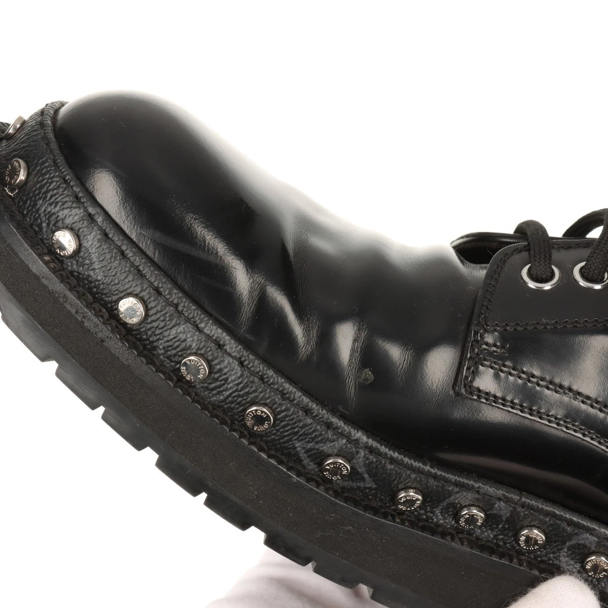ヴィトン ブラックアイスライン レザー レザーシューズ 7 1/2 メンズ