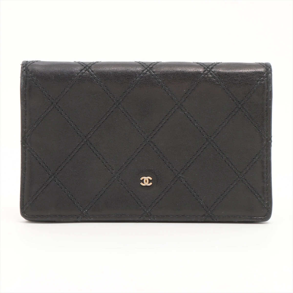 シャネル ビコローレ レザー カードケース ブラック ゴールド金具 1
