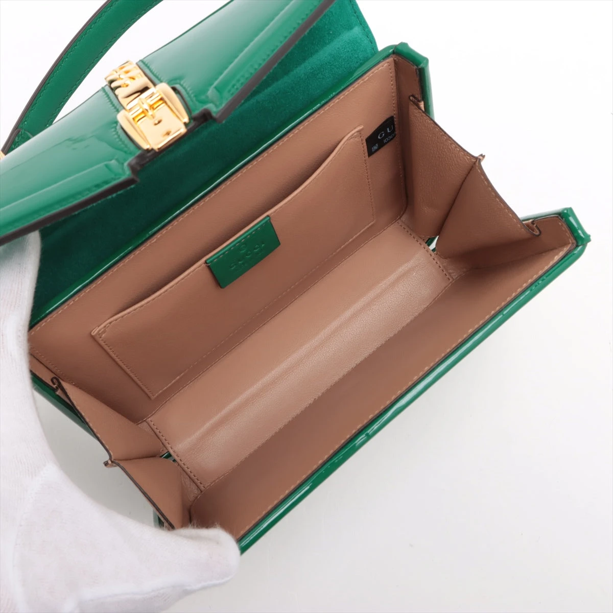 グッチ シルヴィ パテントレザー 2WAYハンドバッグ グリーン