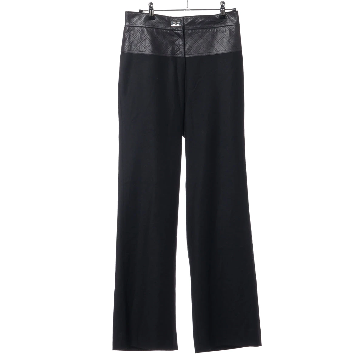 希少 CHANEL シャネル 最高級 カシミア混 ラインウールパンツ 38 希少 CHANEL シャネル 最高級 カシミア混 ラインウールパンツ 38 ブ