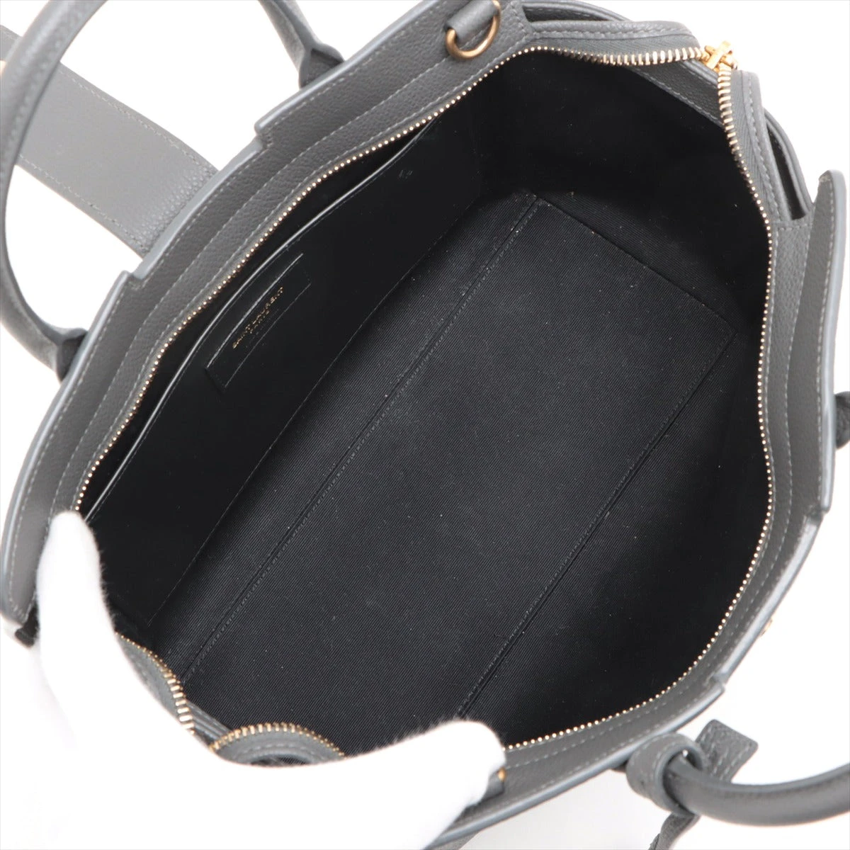 サンローランパリ ダウンタウンカバス レザー 2WAYハンドバッグ グレー