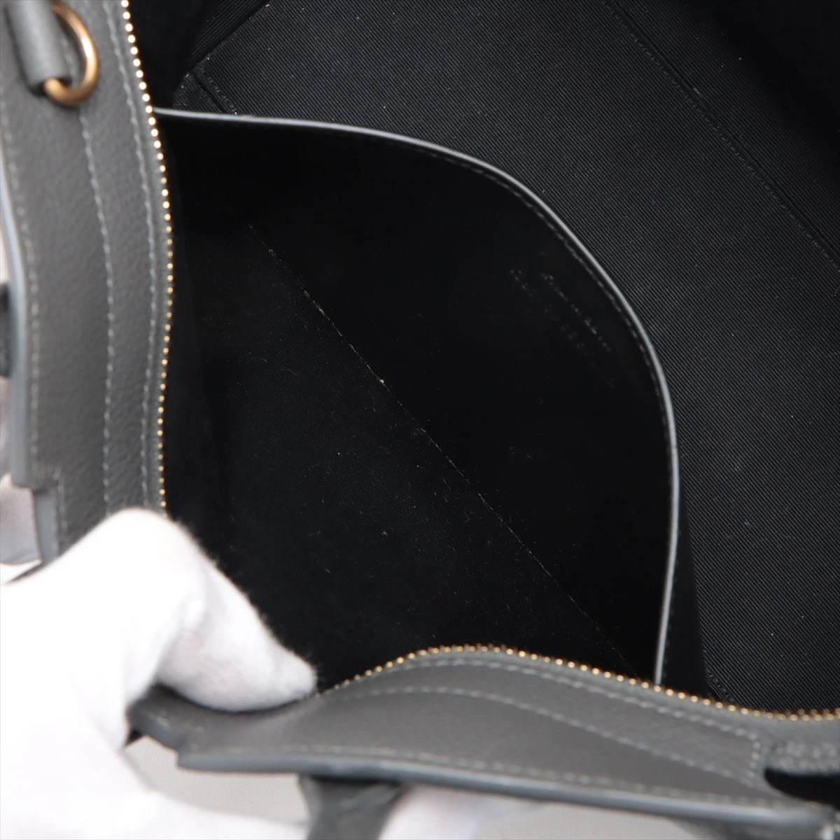 サンローランパリ ダウンタウンカバス レザー 2WAYハンドバッグ グレー