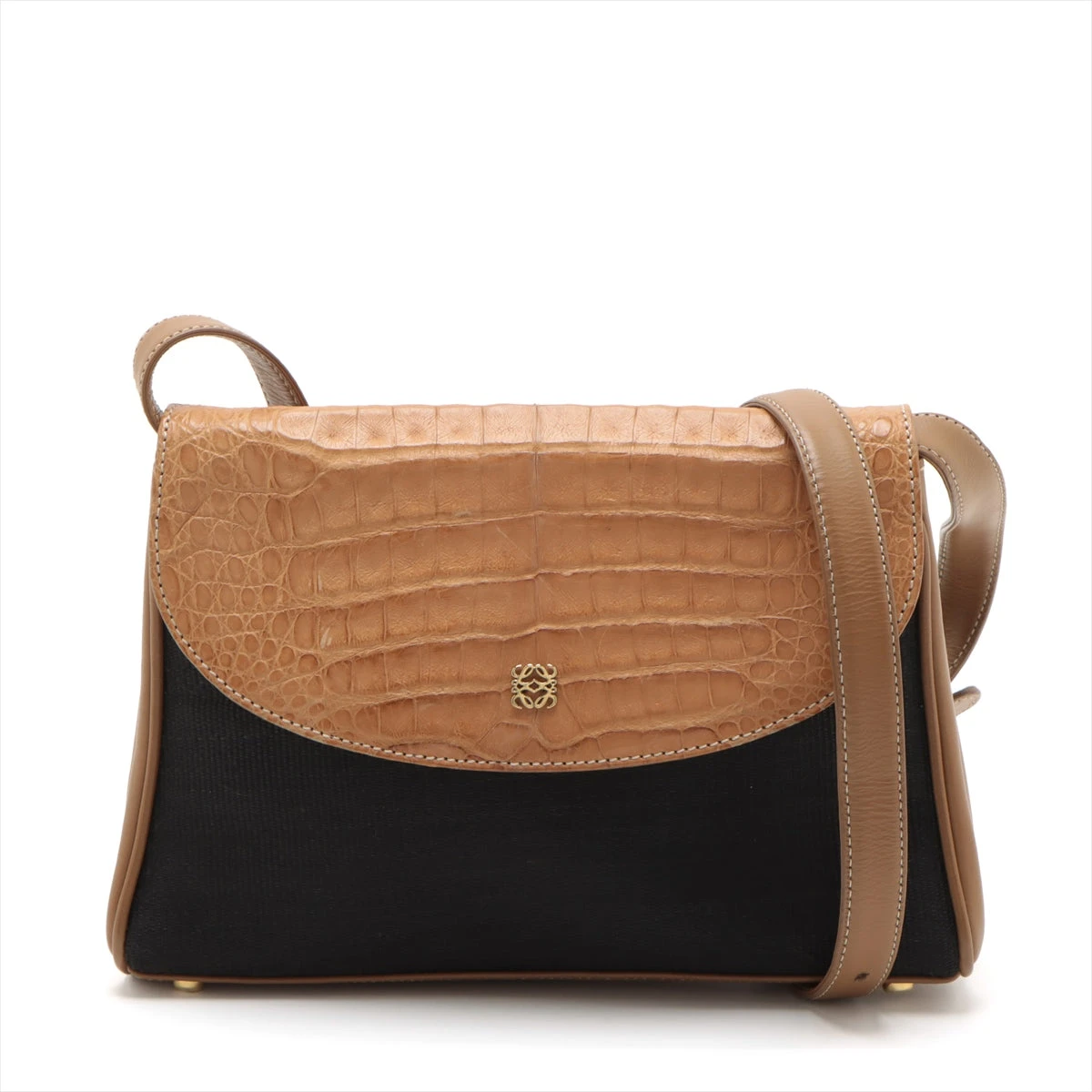 良品✨ LOEWE ロエベ ヴィンテージ ショルダーバッグ レザー ブラウン ロエベ ヴィンテージ レザー×ファブリック ショルダーバッグ