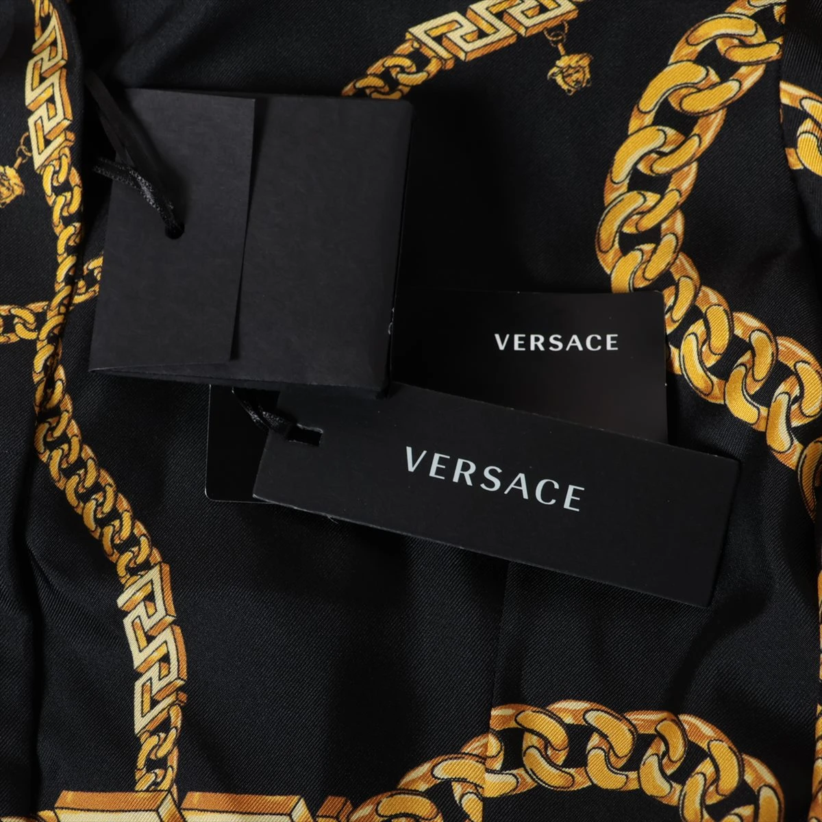 versace マークアクセント、シルクワンピース レア美品VERSACEヴェルサーチェH&Mコラボ黒シルク半袖ワンピース