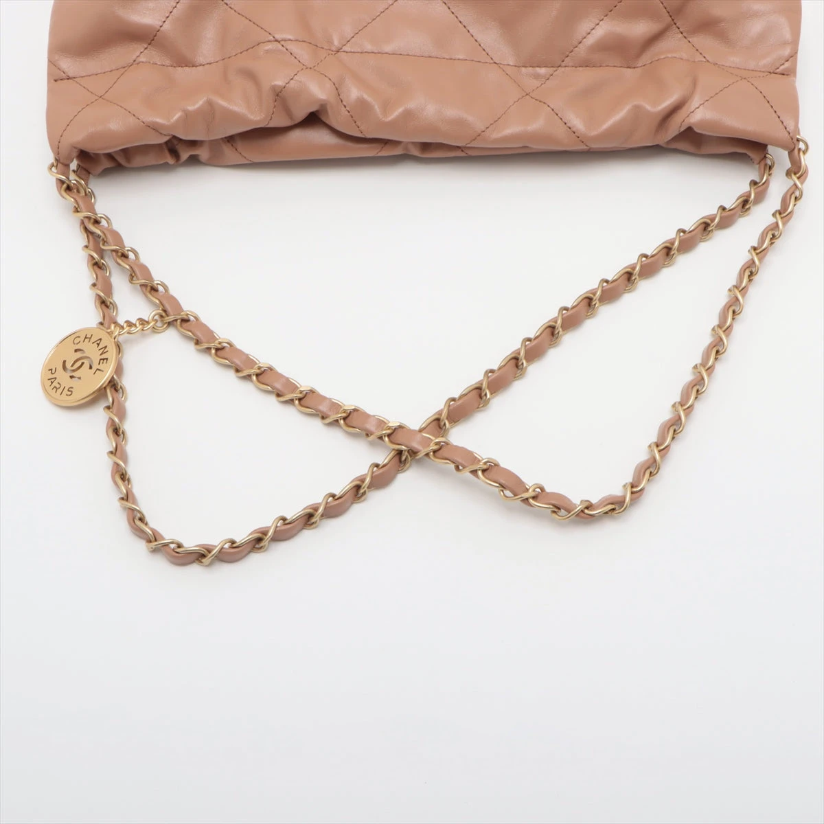 【CHANEL】CHANEL22チェーンショルダー/ベージュ シャネル シャネル22 スモール レザー チェーンショルダーバッグ