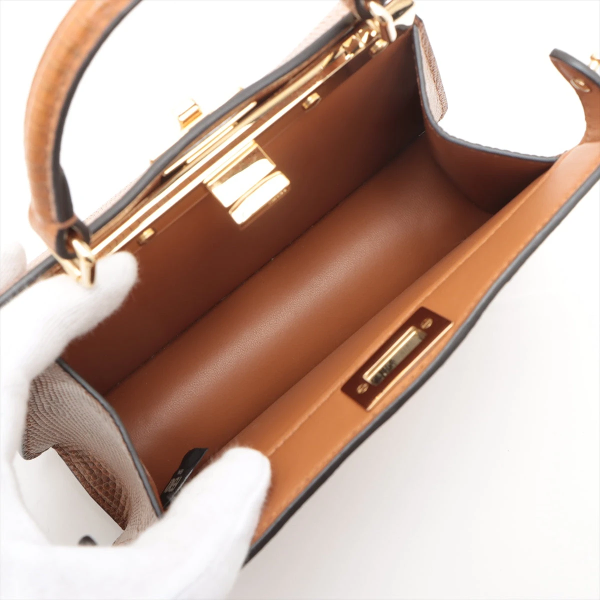 フェンディ ピーカブー アイシーユー ミニ リザード 2WAYハンドバッグ