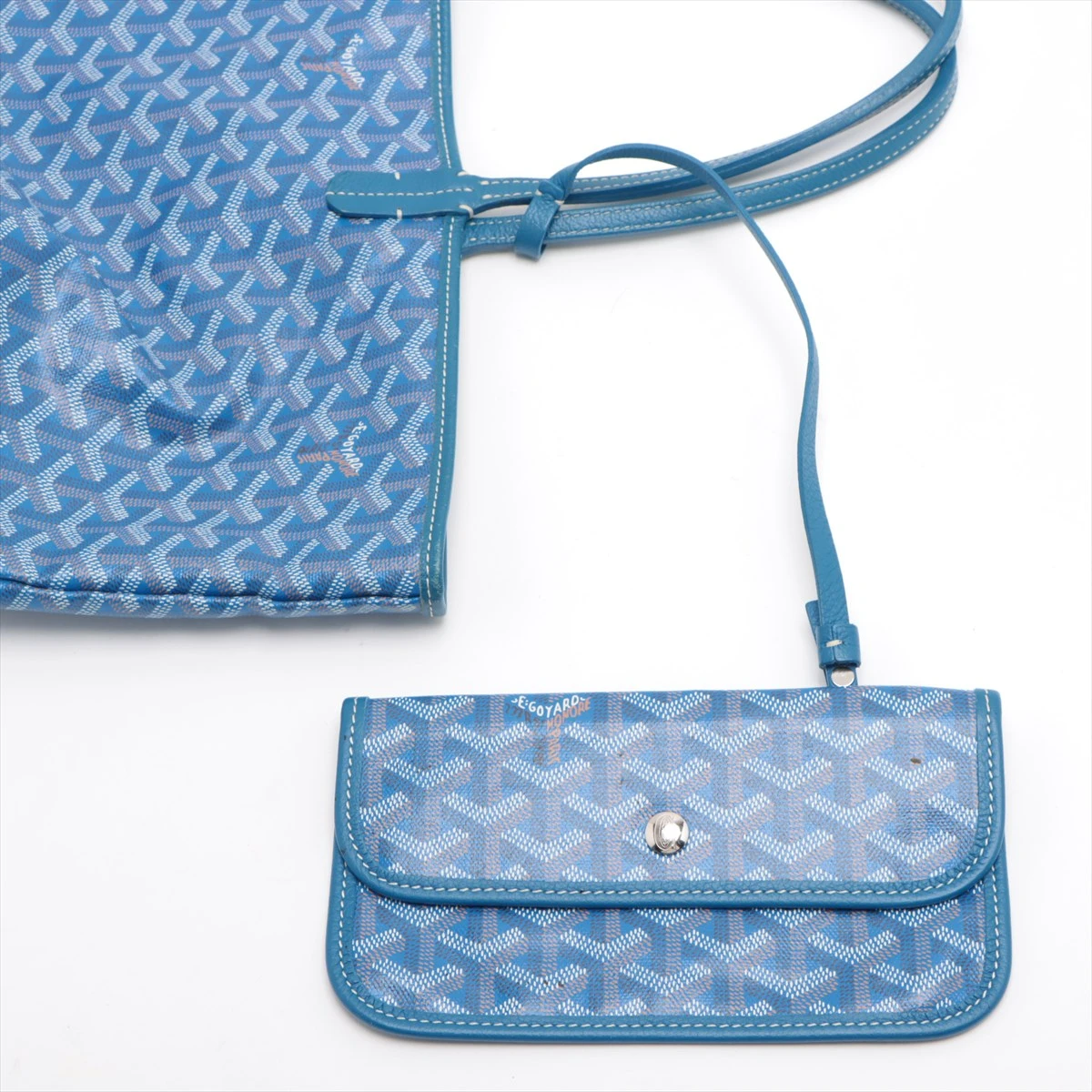 早い者勝ち ゴヤール サンルイPM PVC ブルー 美品 ゴヤールサンルイ PM 青 ユニセックス トートバッグ GOYARD 中古