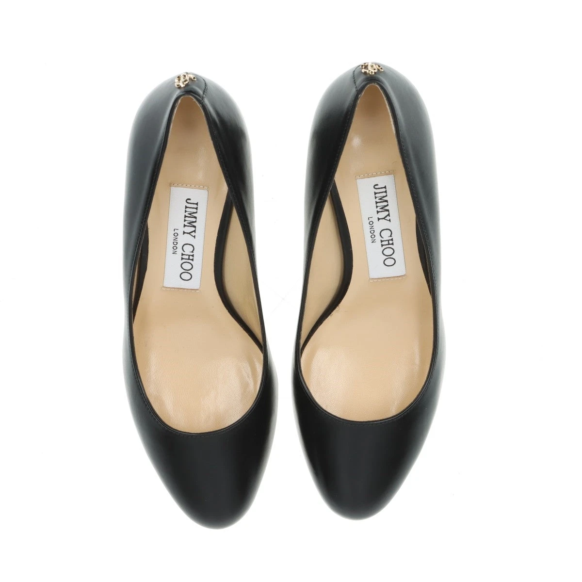 JIMMY CHOO　34 1/2フラットシューズ Bing Pump Flat|Latte/ブラック パテントレザー・フラット