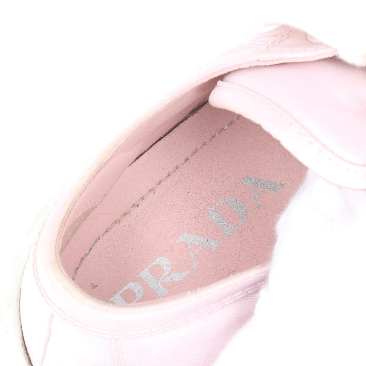 箱、保存袋付き✨プラダ　レザーバレエシューズ　リボン　ロゴ　ライトピンク　37 箱、保存袋付き✨プラダ レザーバレエシューズ リボン ロゴ