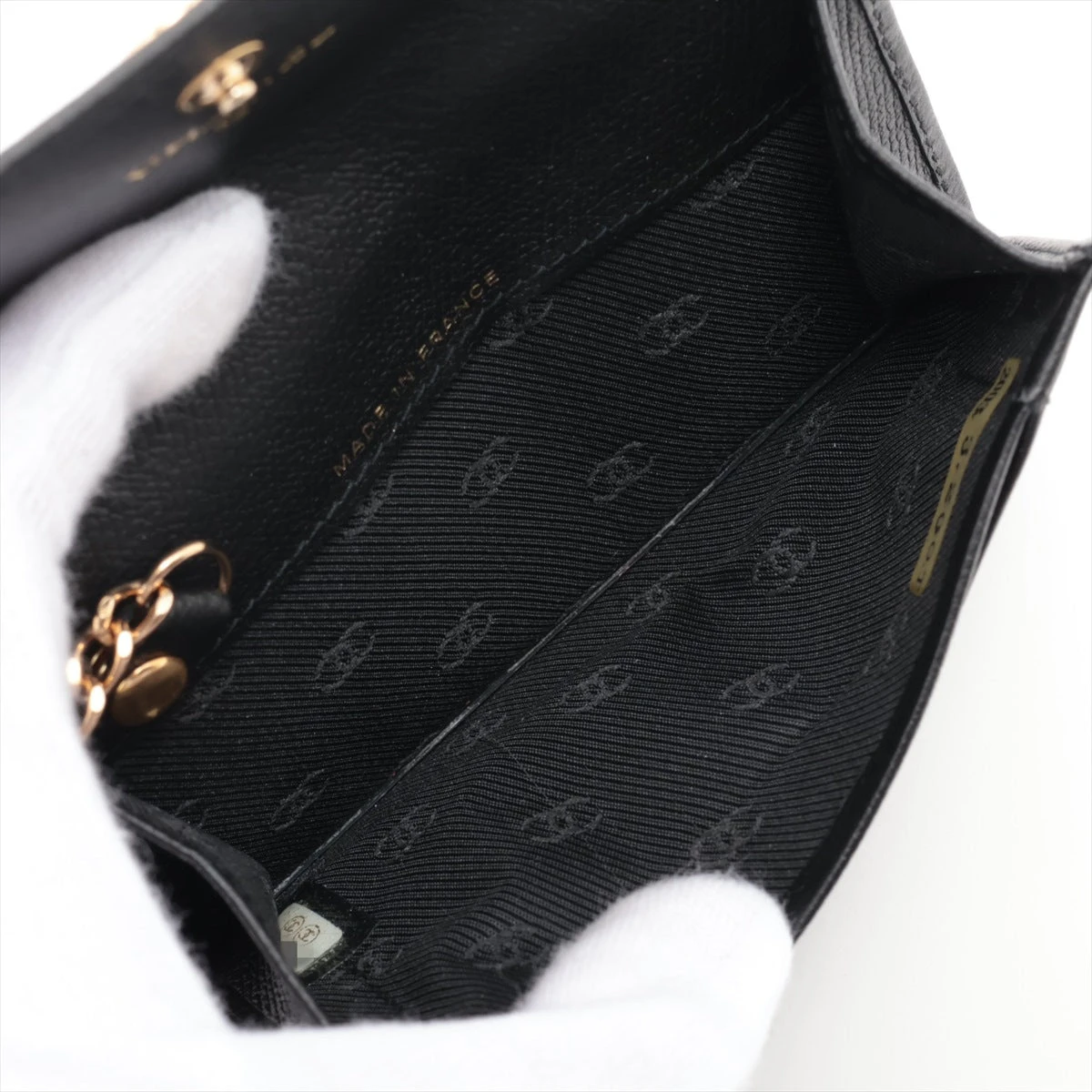 シャネル ココボタン キャビアスキン コインケース ブラック