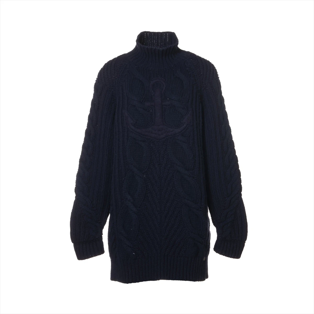 CHANELカシミヤワンピース シンプル色ネイビー 美しいシルエット 38サイズ