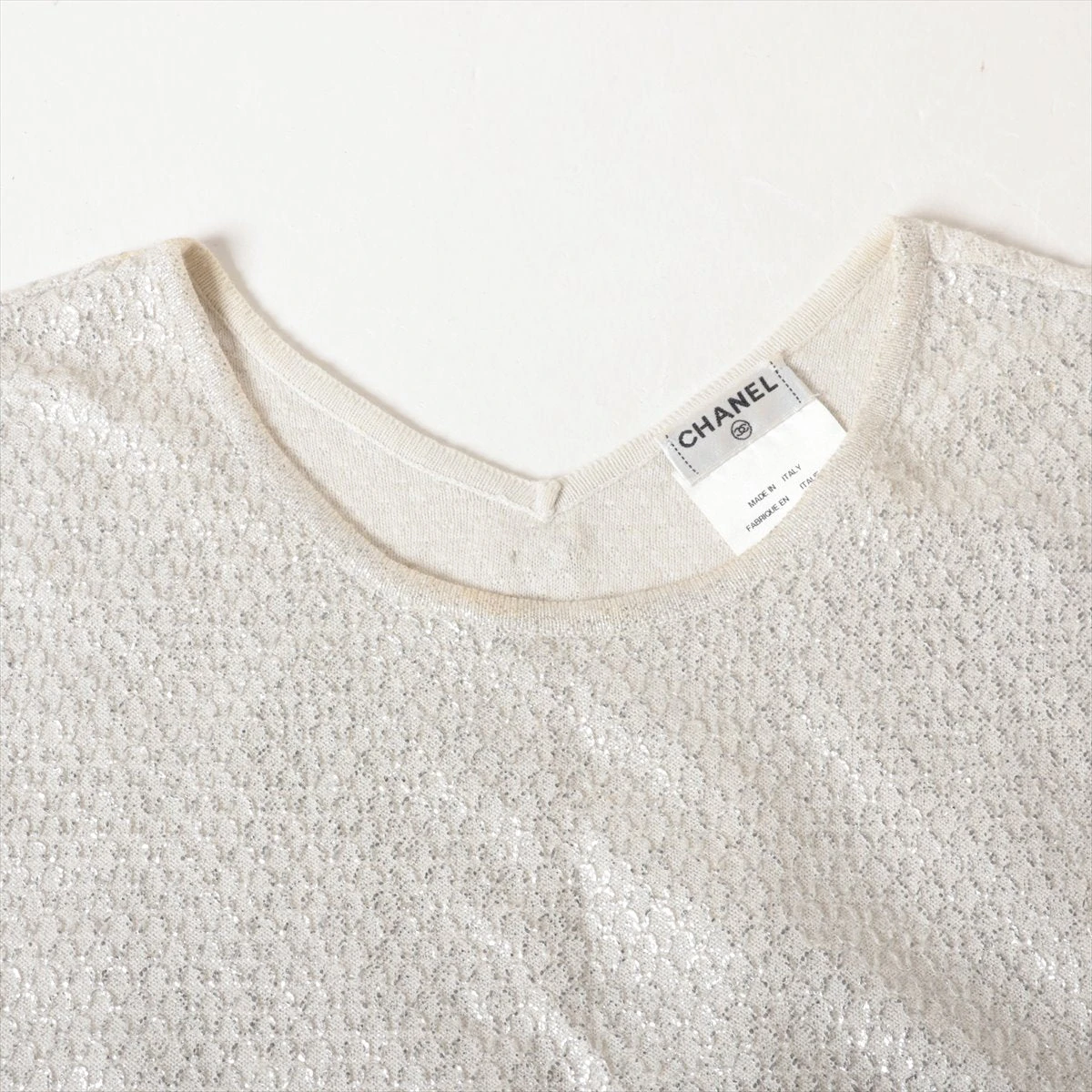 シャネル CHANEL タンクトップ ニット ノースリーブ コットン リネン ライトグレー シルバー P35700K02085 レディース 中古 CHANEL】シャネル『ノースリーブニット size42』P32720K00740
