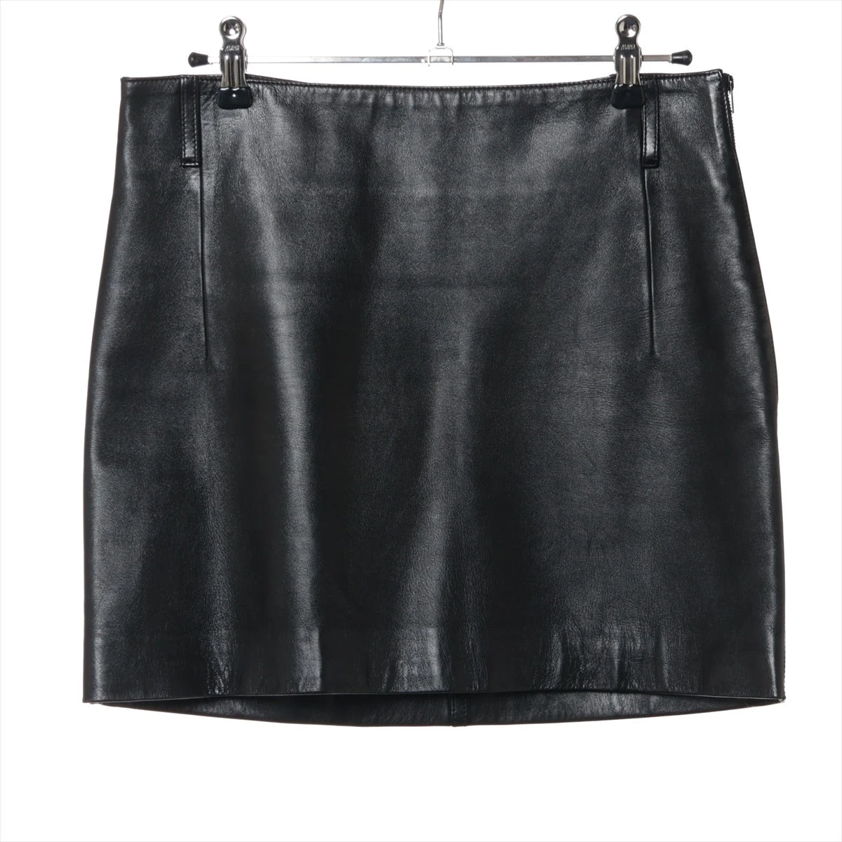 サンローランパリ レザー×シルク スカート F38 レディース ブラック  