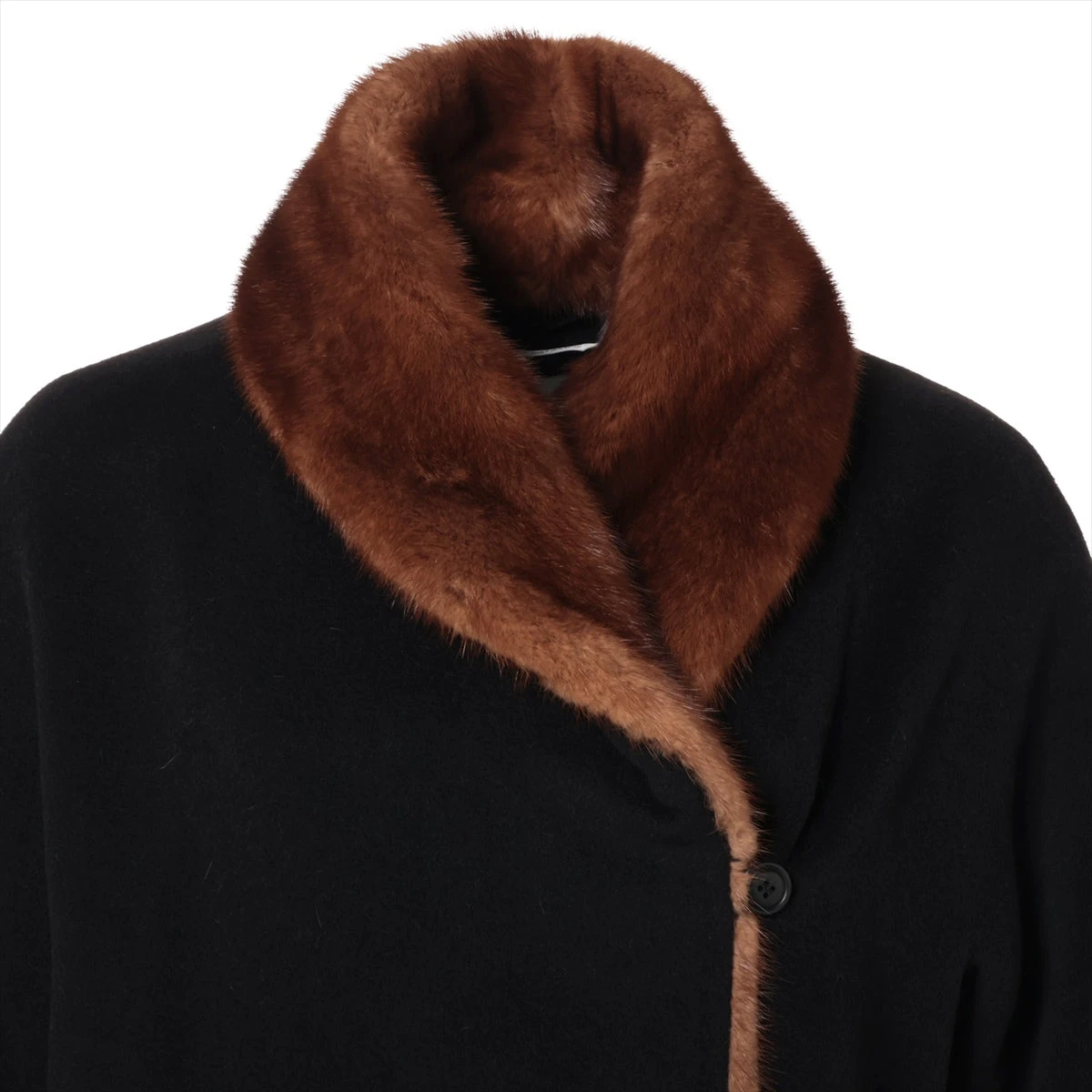 Max Mara ミンクファー ブラック ロングコート マックスマーラ ウール×カシミヤ ロングコート J38 レディース