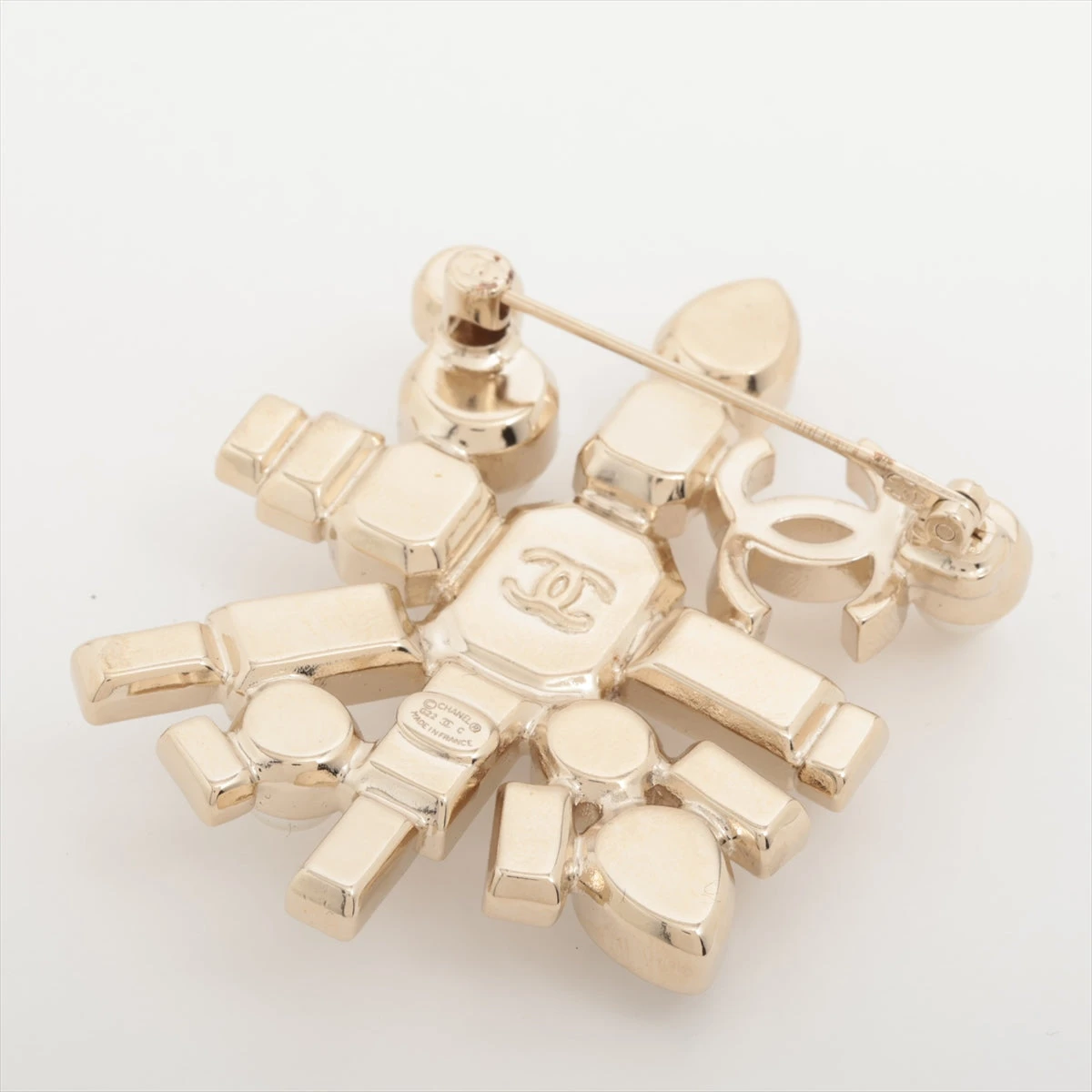 シャネル ココマーク G22C ブローチ GP×ラインストーン×フェイク