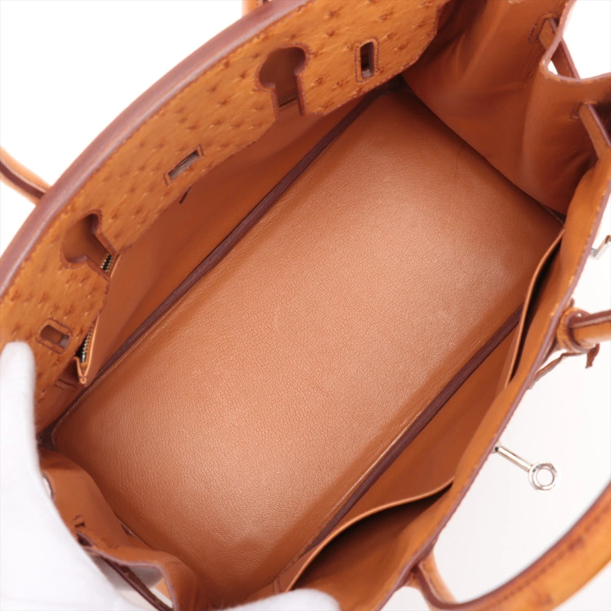 エルメス バーキン30 オーストリッチ チェスナッツ シルバー金具 □F 
