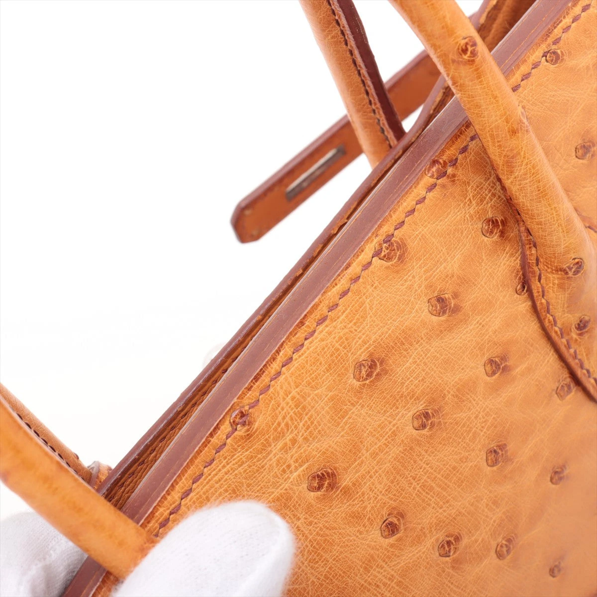 エルメス バーキン30 オーストリッチ チェスナッツ シルバー金具 □F 