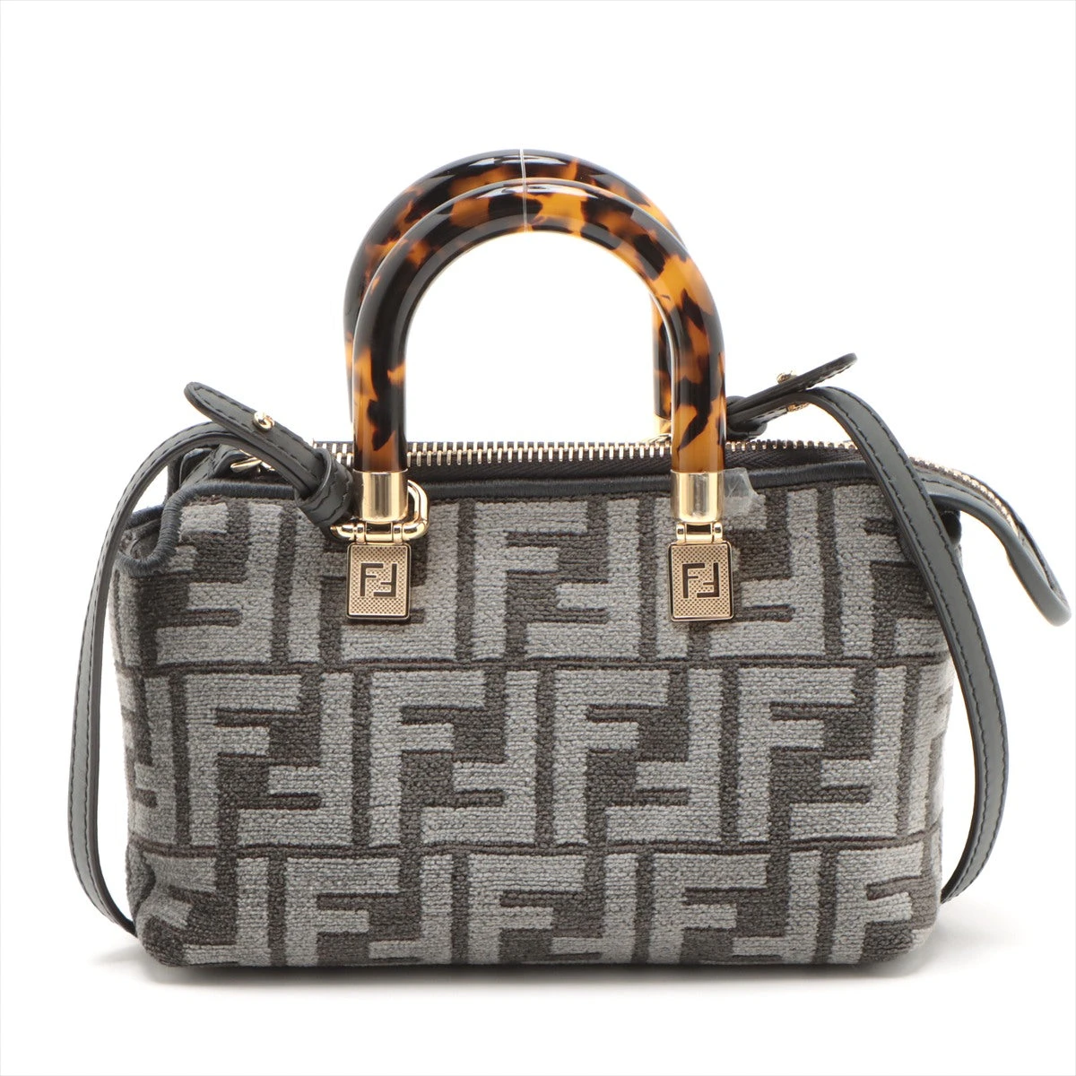 【極美品】FENDI ズッカ バイザウェイ 2way レザー ハンドバッグ フェンディ ズッカ バイザウェイミニ パイル×レザー 2WAY