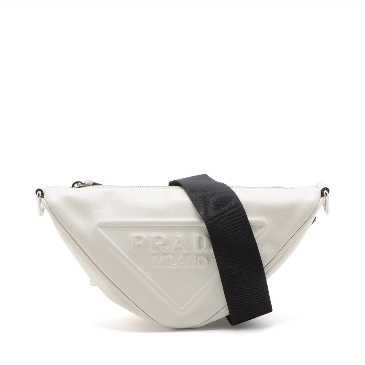 プラダ トライアングル レザー ショルダーバッグ ホワイト 1BH190  