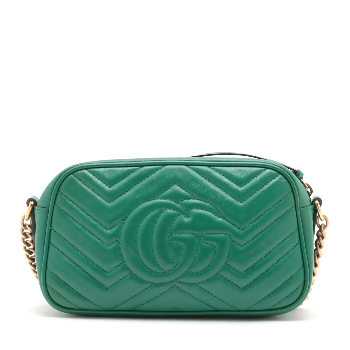 グッチ GGマーモント レザー チェーンショルダーバッグ グリーン