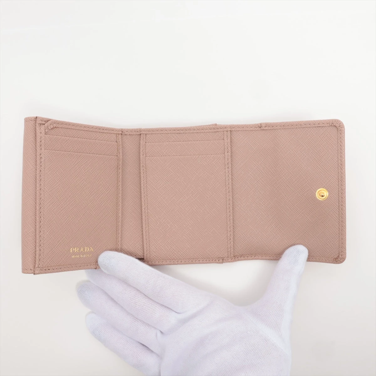 プラダ サフィアーノ レザー コンパクトウォレット ピンク