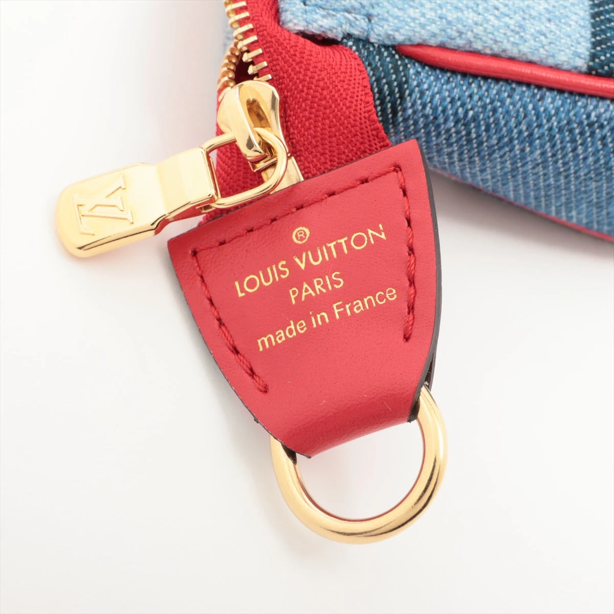 未使用LOUIS VUITTON アクセソワールモノグラム デニム M68760 ルイヴィトンマイクロポシェット アクセソワール 青/赤