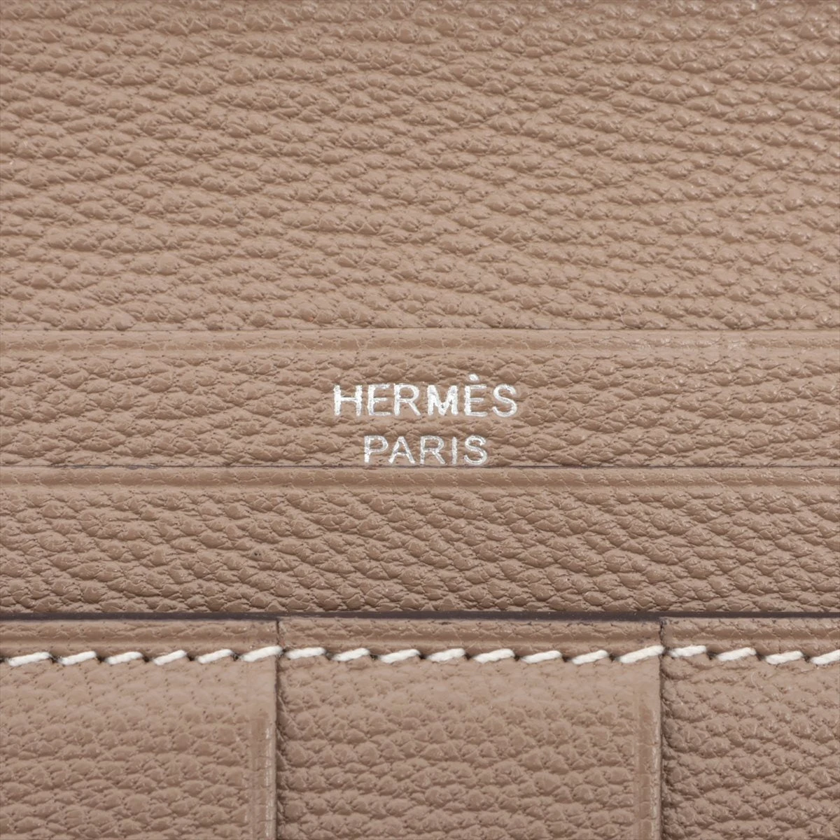 エルメス ベアンスフレ シェーブル 財布 エトゥープ シルバー