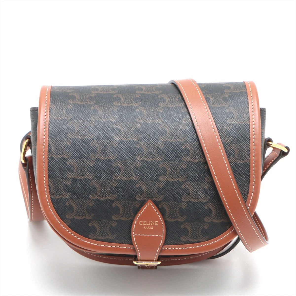 セリーヌ トリオンフ ファルコ ミディアム PVC×レザー ショルダー  