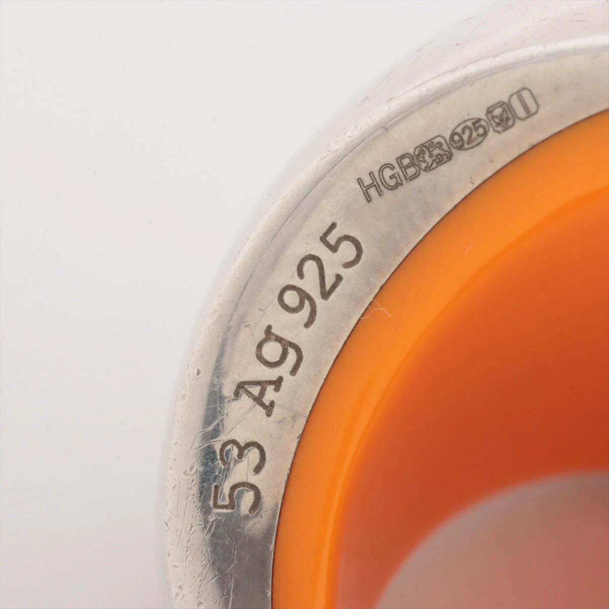 エルメス リング 925×プラスチック 26.5g シルバー×オレンジ クォーク 
