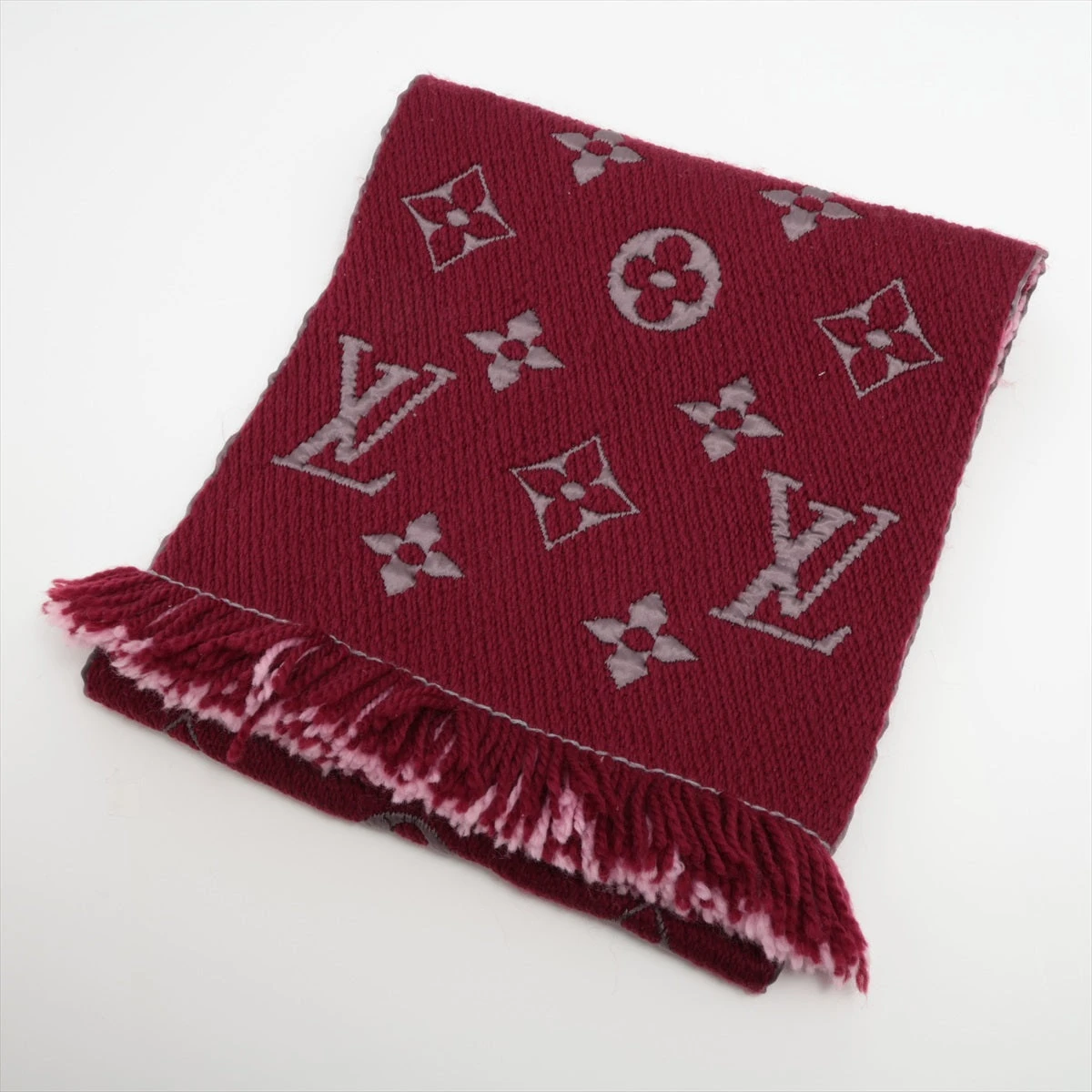 LOUIS VUITTON マフラー レッド ホワイトエシャルプM73453