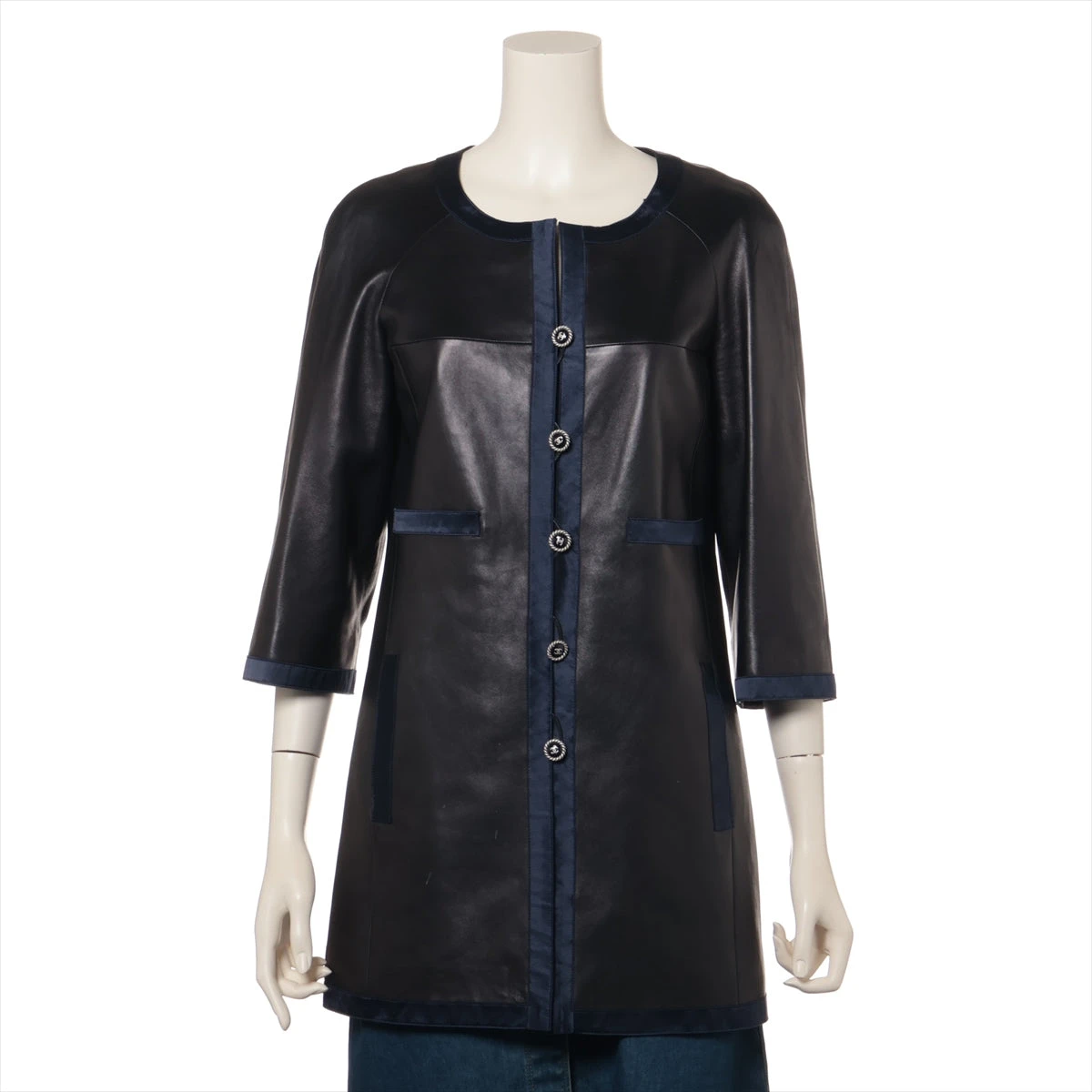 シャネル ココボタン 07P ラムスキン×シルク コート コート レディース