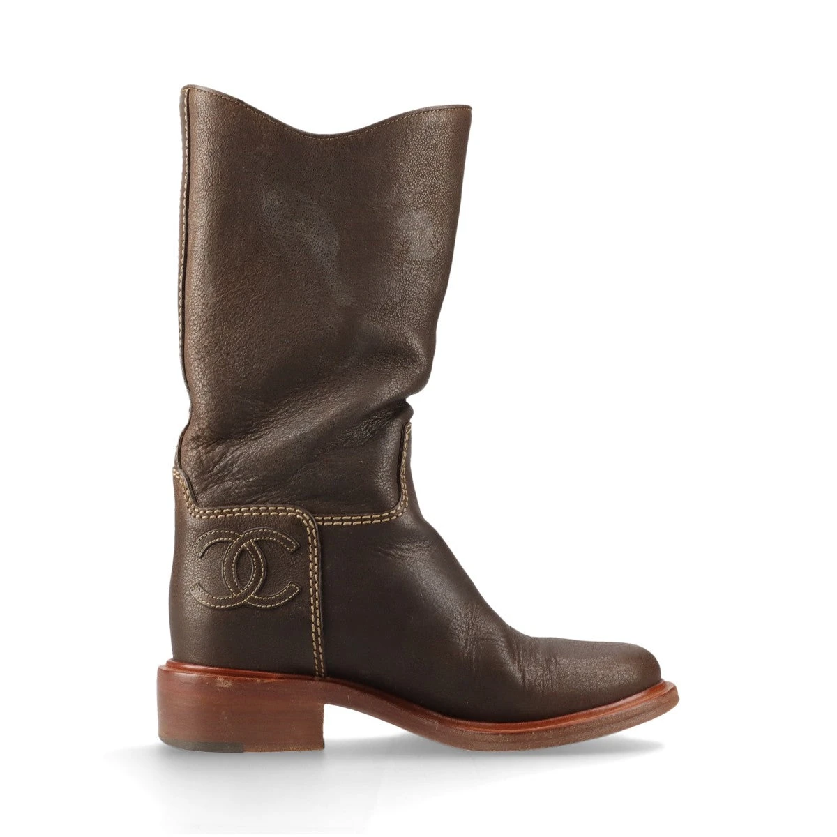 シャネル ココマーク 14A レザー ブーツ 35 1/2 レディース