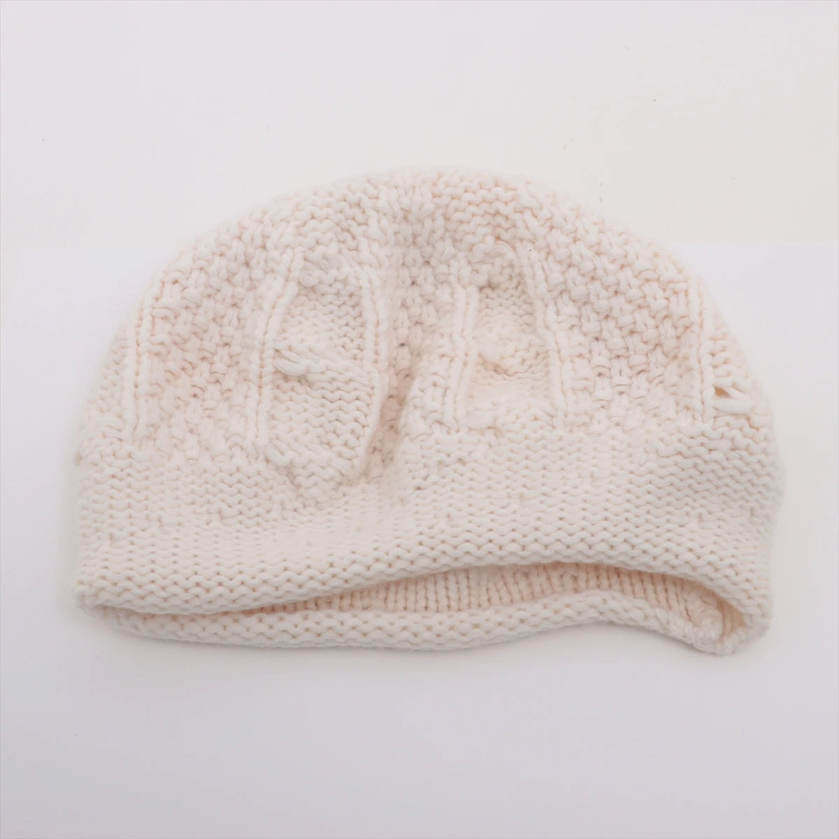 シャネル ココマーク ベレー帽 カシミヤ ホワイト メタルチャーム付き