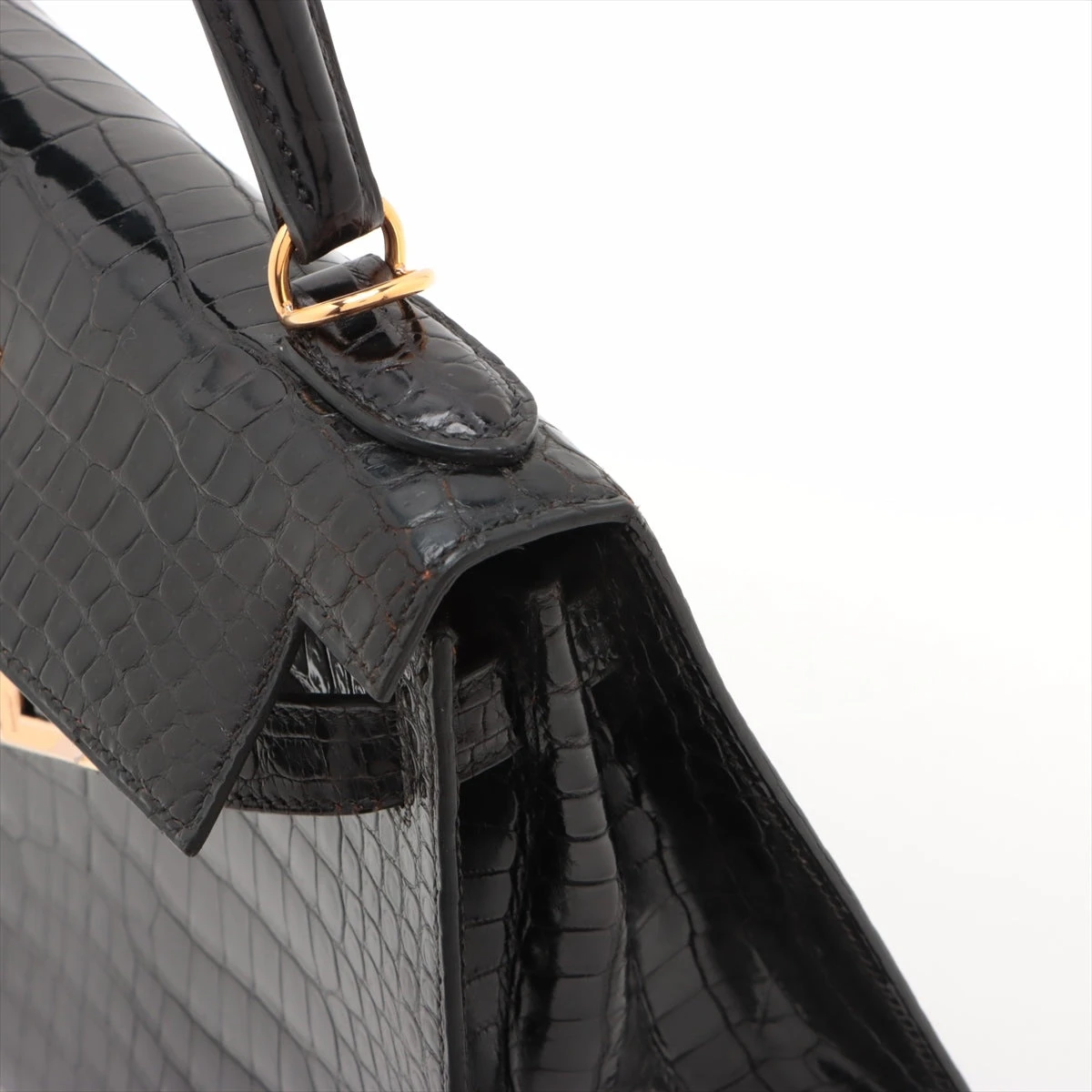 エルメス ケリー28 ボックスカーフ ブラック ゴールド金具 ○S:1989年 ケリー28 内縫い ブラック/ゴールド金具 ボックスカーフ HERMES