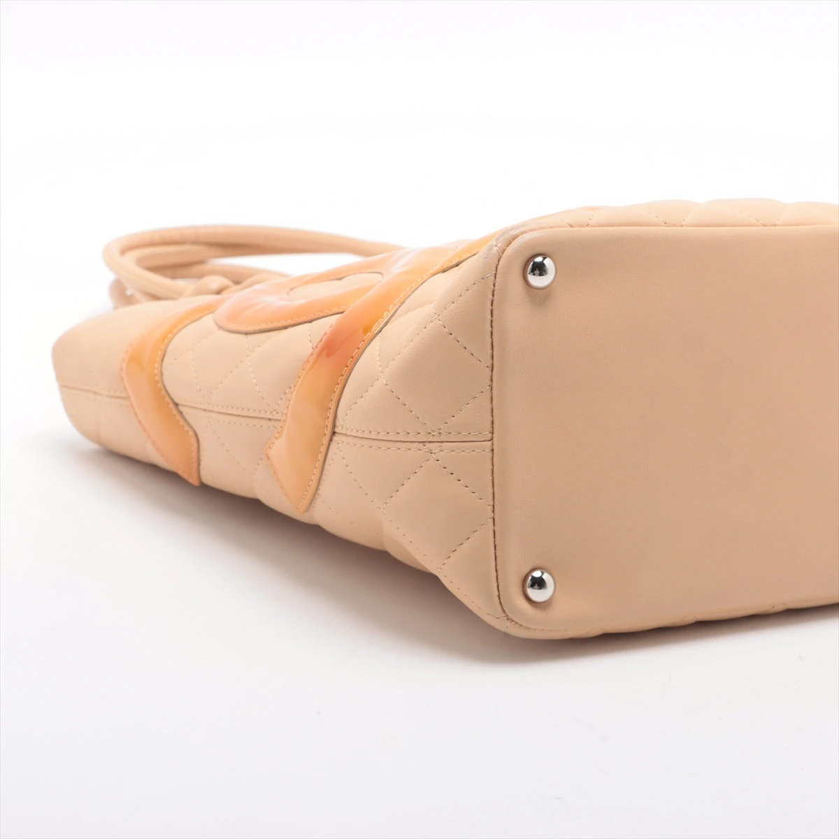 シャネル カンボンライン ラム トートバッグ ベージュ×オレンジ