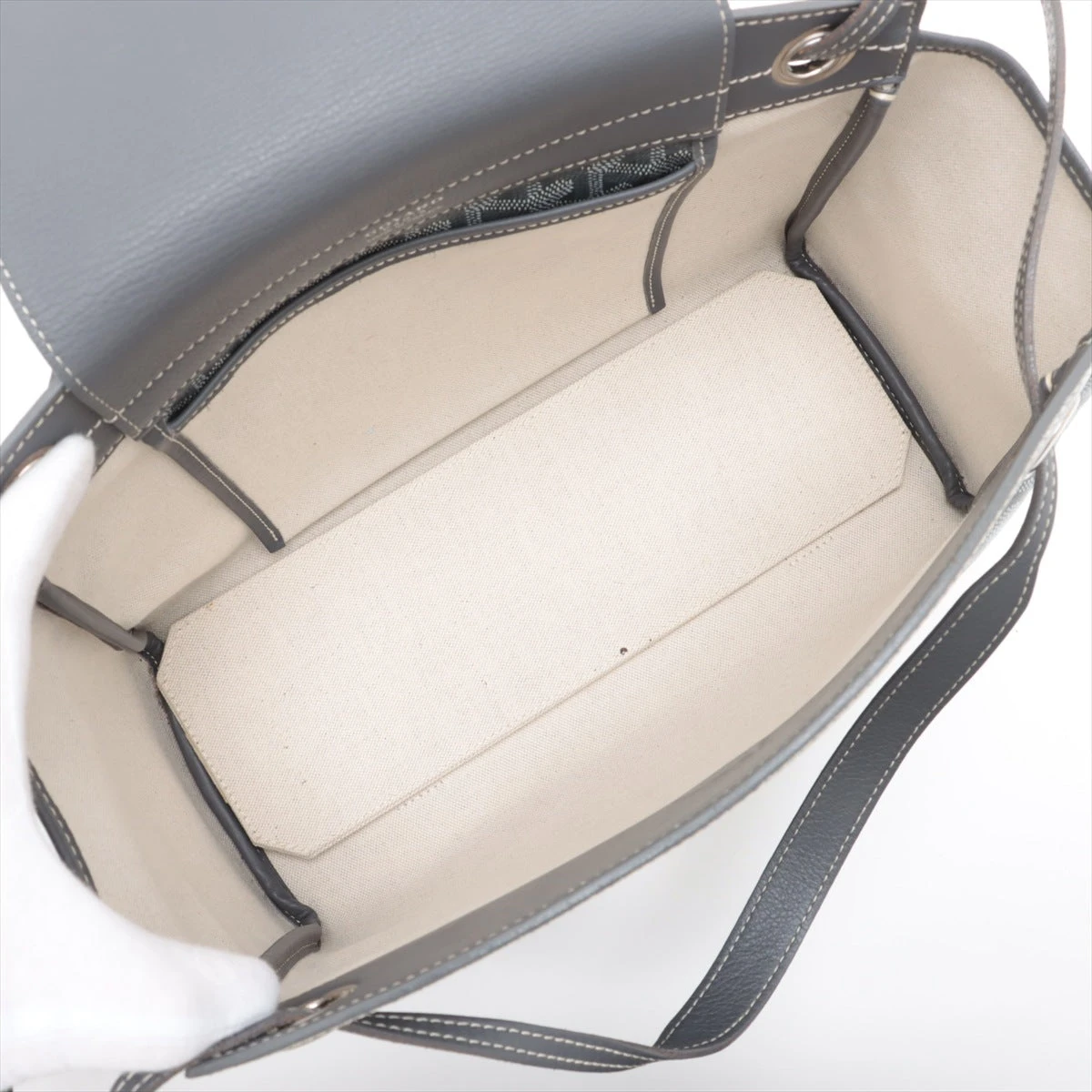 ゴヤール⭐︎グレー ロゴパターン ショルダーバッグ ゴヤール カップヴェール PVC×レザー ショルダーバッグ グレー