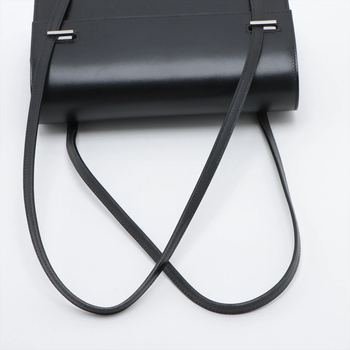 エルメス クラケット ボックスカーフ ブラック シルバー金具 □F