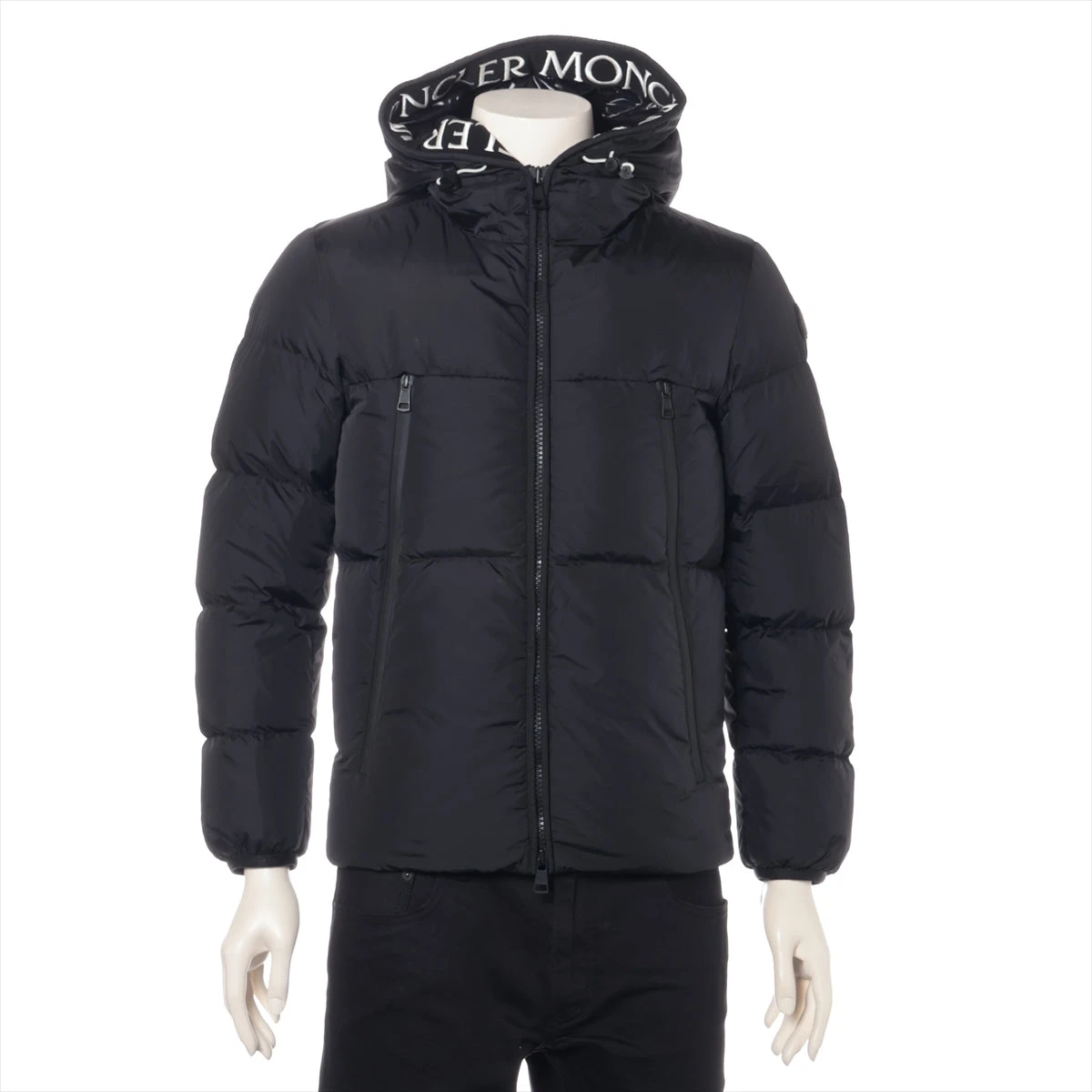 MONCLER◇ダウンジャケット/0/ナイロン/BLK/無地/142-097-41309