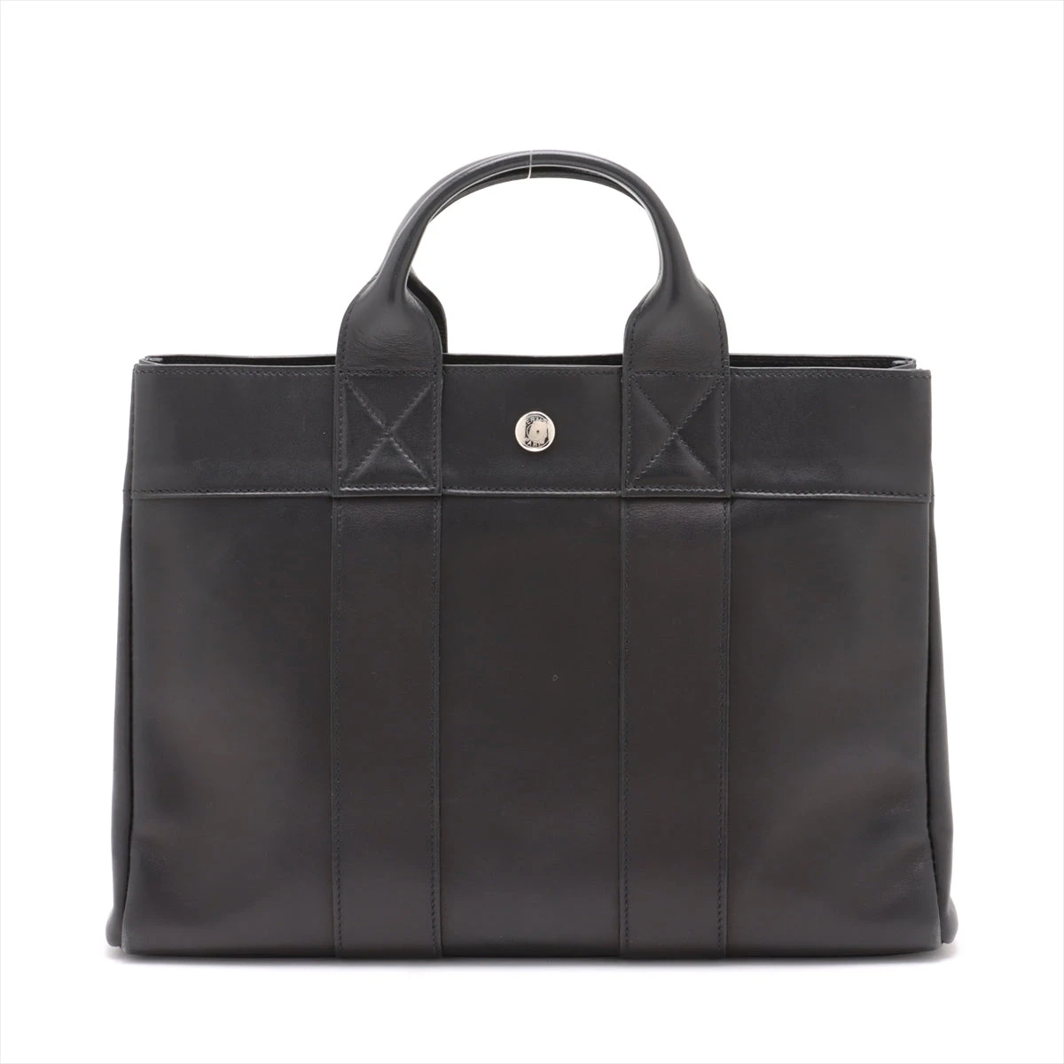 【HERMES】 フールトゥPM チャコールカラー・中古 エルメス アッカドPM トゴ ブラック シルバー金具 B:2023年