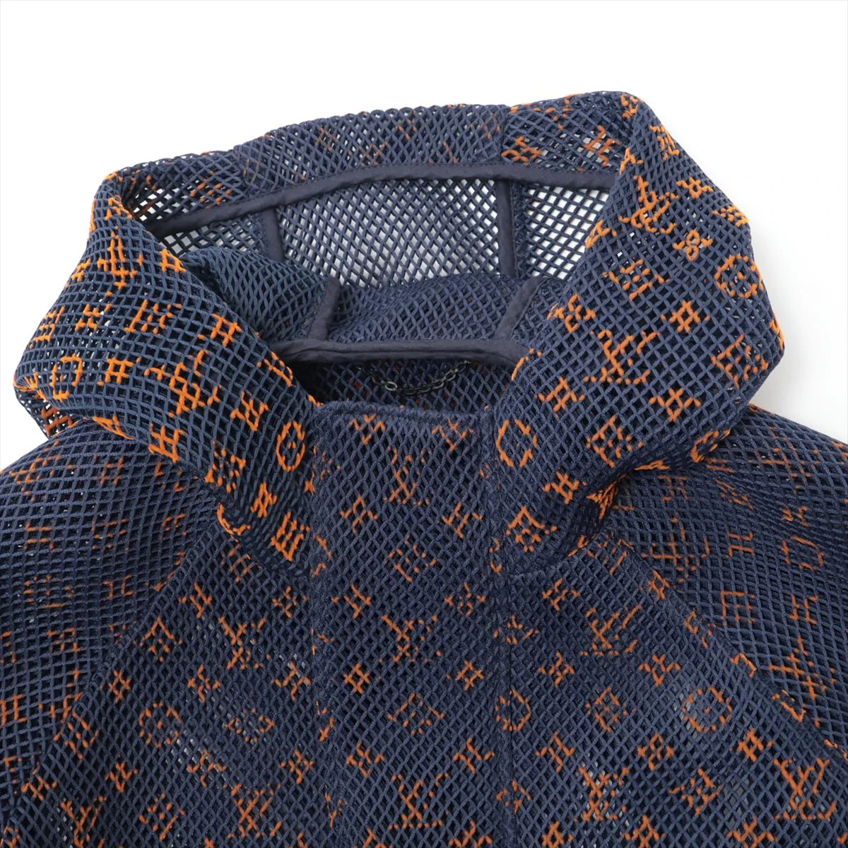 ヴィトン 23SS ポリエステル ジャケット 48 メンズ ネイビー×オレンジ