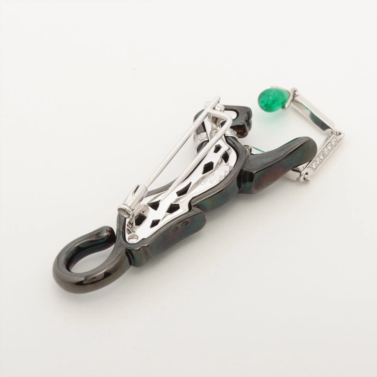 カルティエ パンテール ダイヤ エメラルド ブローチ 750(WG) 25.6g 石