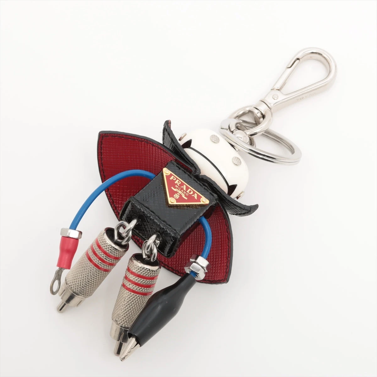 【大注目】 プラダ A3275493｜中古 レザー×メタル チャーム ロボット アクセサリー