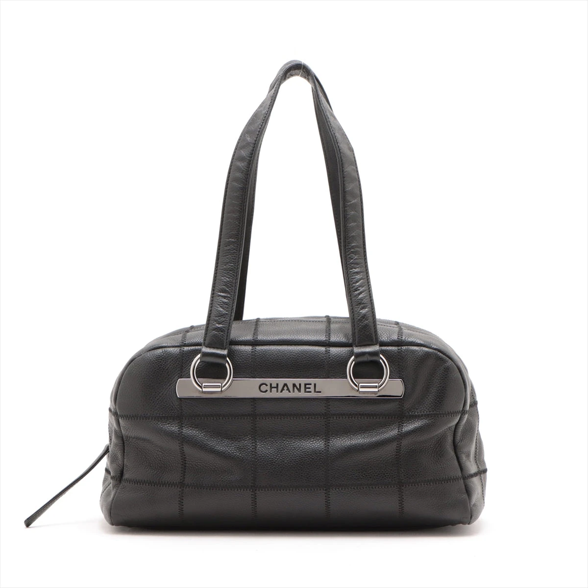 シャネル チョコバー キャビアスキン ショルダーバッグ ブラック  