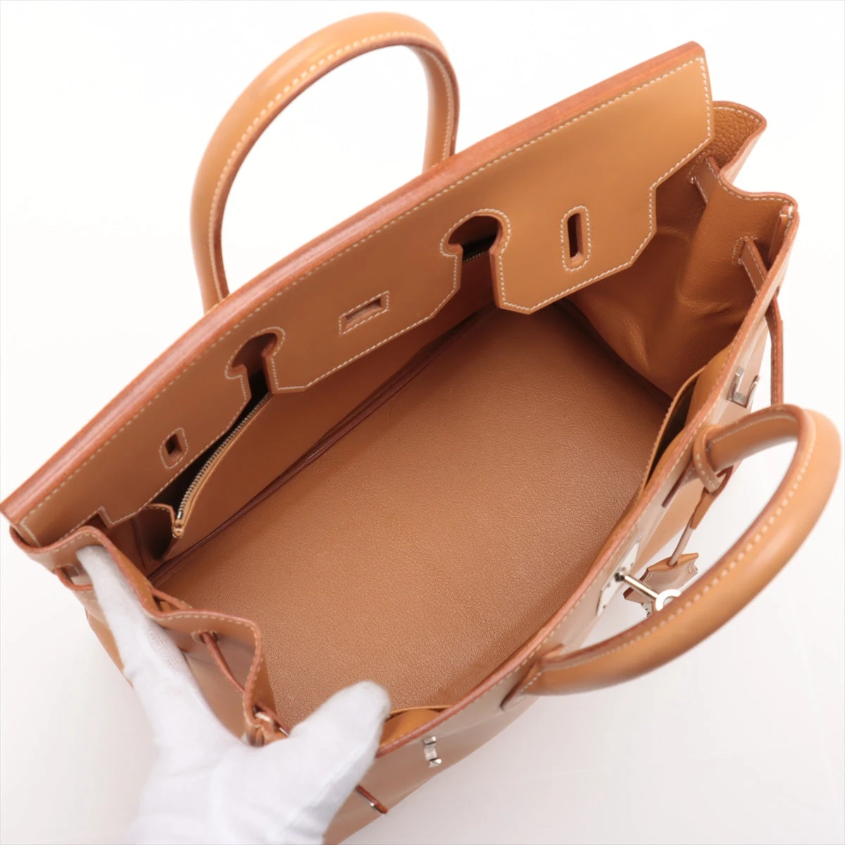 エルメス オータクロア32 ヴァッシュ ナチュラル シルバー金具 □C 