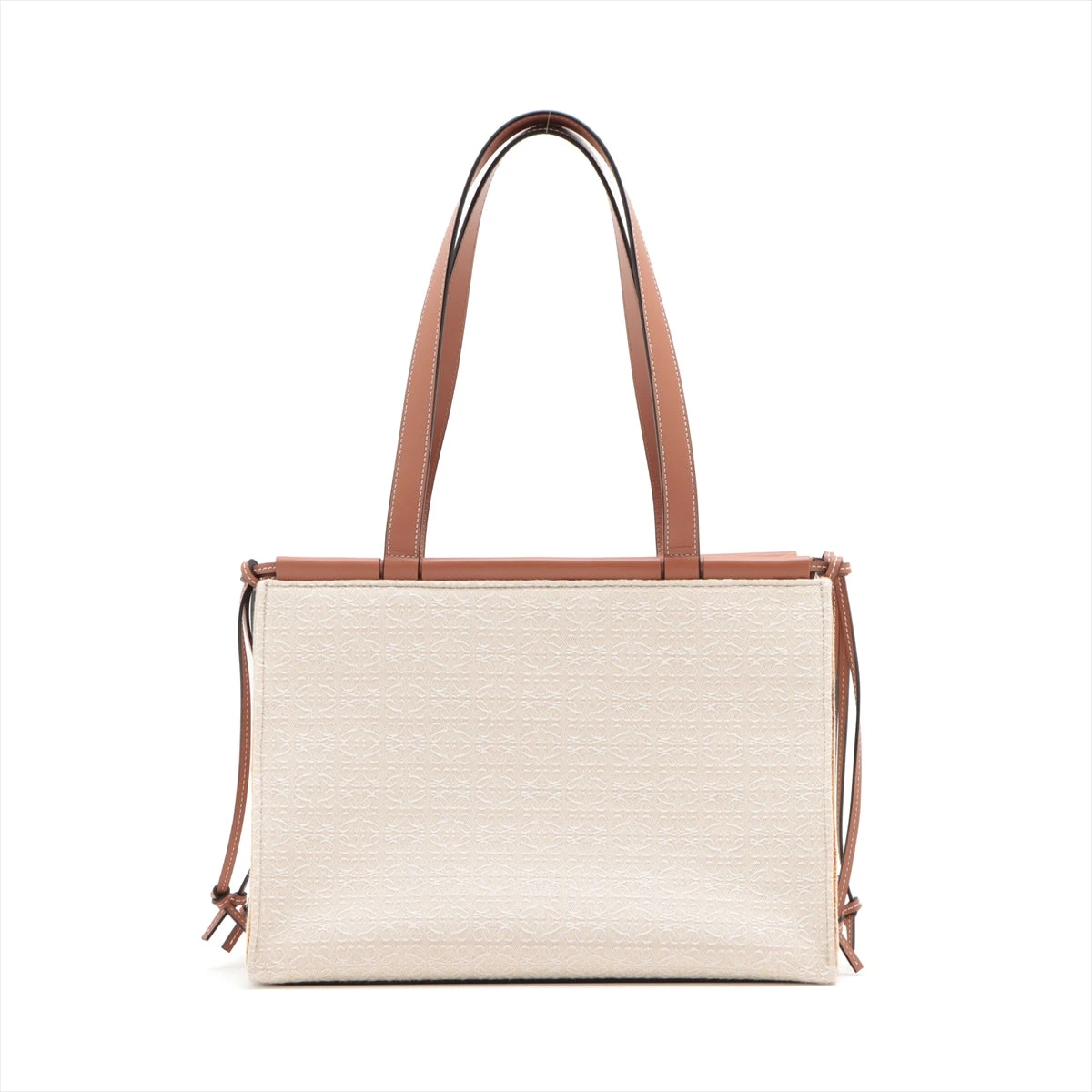 ロエベ リピートアナグラム キャンバス×レザー トートバッグ ブラウン