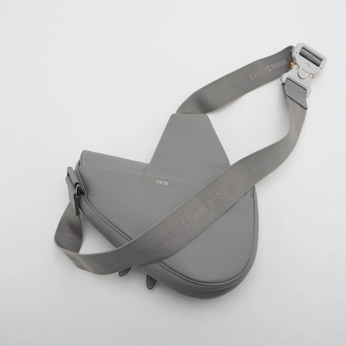 クリスチャンディオール サドルバッグ レザー ボディバッグ グレー