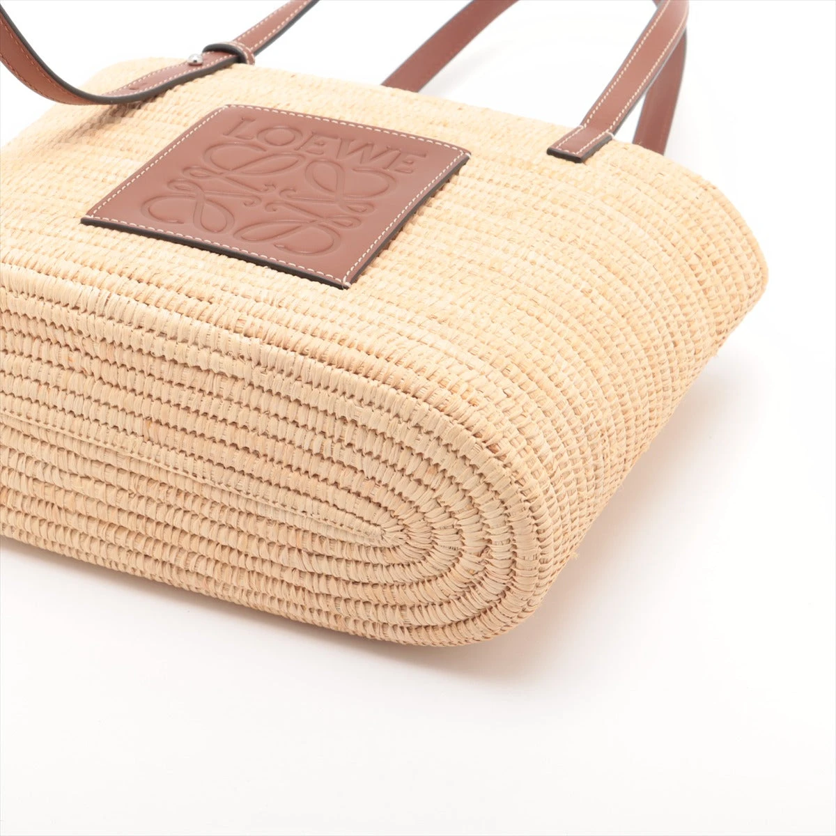 ストロー素材 ベージュ トートバッグ Loewe LOEWE ストロー かごバッグ ベージュ - メルカリ