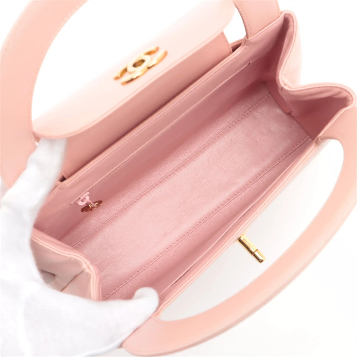 シャネル ココマーク ラムスキン ハンドバッグ ピンク ゴールド金具 5